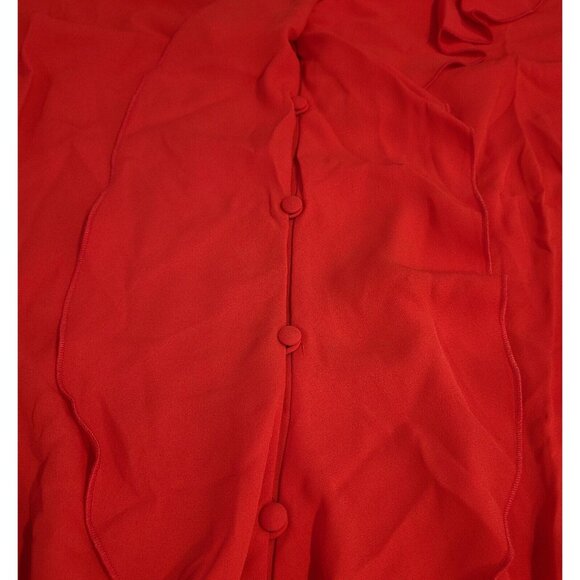 New! Womens Size 2X The Limited Red Ruffle Accent V-Neck Blouse Top Goji $79 - Picture 9 of 14